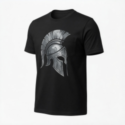 Spartan Helmet T Shirt Pocket Gym Clothing Bodybuilding Training Workout MMA Top