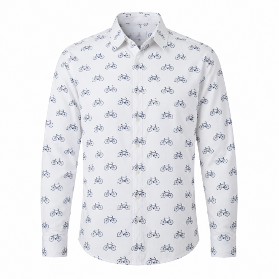 Designer Clothing Bicycle Shirt New Mens Pure Cotton Casual Long Sleeve Buttons
