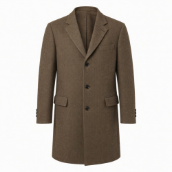 Lakeland Wool Coat Men’s XL Brown | Single Breasted Herringbone Countrywear Gent