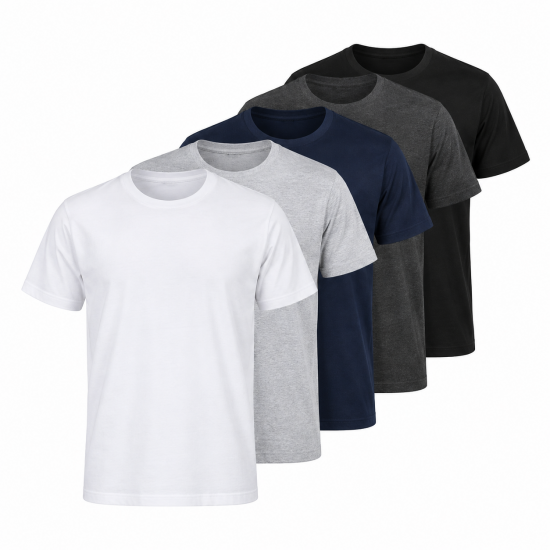 Mens Plain T-Shirts Multipack 5 Pack 100% Cotton Blank Short Sleeve New Tee Gym