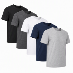 Men's T-Shirt 5 PACK Cotton Plain Short Sleeve Crew Neck T-shirt Regular Fit tee