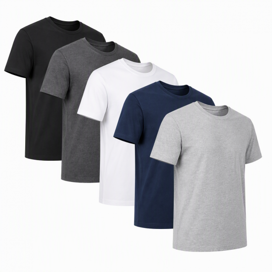Men's T-Shirt 5 PACK Cotton Plain Short Sleeve Crew Neck T-shirt Regular Fit tee