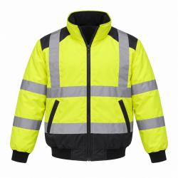 Mens Hi Vis 300D Oxford Padded Bomber Jacket Thermal RIS Rail Safety Workwear