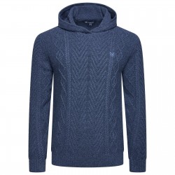 Crew Clothing Co New Mens Hoodie Cable Knit Pullover Hoody Warm Thick Hooded Top