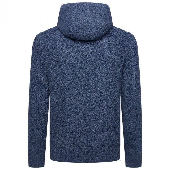 Crew Clothing Co New Mens Hoodie Cable Knit Pullover Hoody Warm Thick Hooded Top