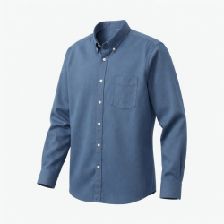 Crew Clothing Men’s Blue Herringbone Soft Cotton Button-Down Shirt 49” chest XXL