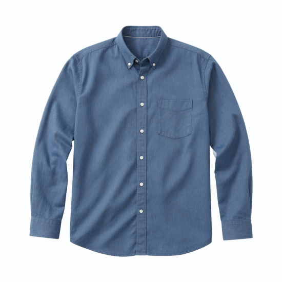 Crew Clothing Men’s Blue Herringbone Soft Cotton Button-Down Shirt 49” chest XXL