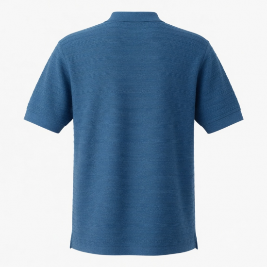 Crew Clothing Company Men's Textured Knit Polo Shirt 2XL Blue 100% Cotton Logo