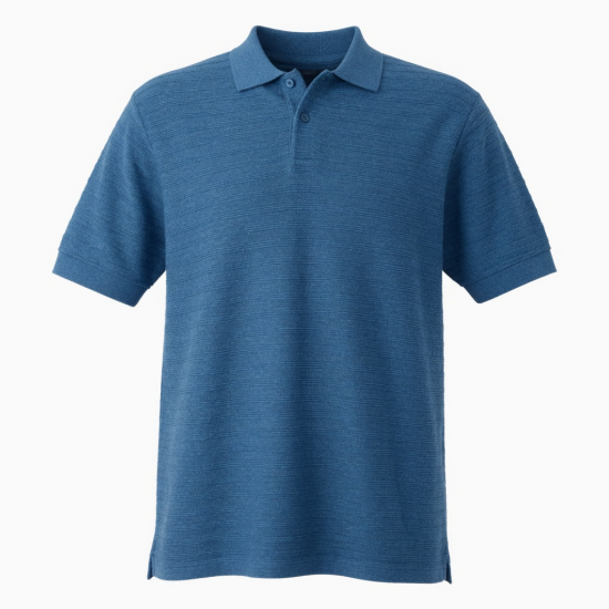 Crew Clothing Company Men's Textured Knit Polo Shirt 2XL Blue 100% Cotton Logo