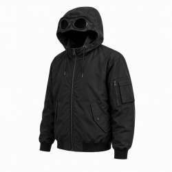 Mens Killjoy Goggle Jacket Hooded Blk Bomber Streetwear Coat Zipper Lightweight
