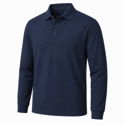 Mens Long Sleeve Polo Shirt Cotton Blend Collared Top Pique T Shirt M-2XL