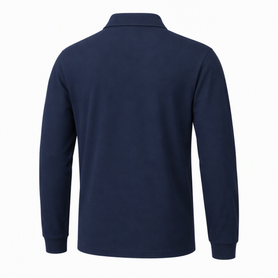 Mens Long Sleeve Polo Shirt Cotton Blend Collared Top Pique T Shirt M-2XL