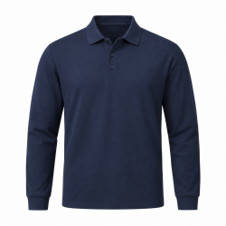 Mens Long Sleeve Polo Shirt Cotton Blend Collared Top Pique T Shirt M-2XL