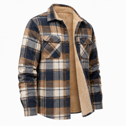Mens Fur Lined Tibetan Flannel Shirt Heavy Check Overshirt Padded Lumberjack