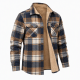 Mens Fur Lined Tibetan Flannel Shirt Heavy Check Overshirt Padded Lumberjack