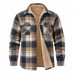 Mens Fur Lined Tibetan Flannel Shirt Heavy Check Overshirt Padded Lumberjack
