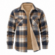 Mens Fur Lined Tibetan Flannel Shirt Heavy Check Overshirt Padded Lumberjack