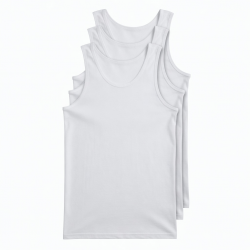3 Pack Men Vests White Cotton Plain Top Summer Training Gym Athletic Tank