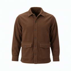 BC Clothing Co. Brown Fleece Button Front Jacket Collared Pockets Mens L