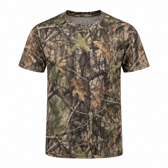 Mens GAME Camouflage Short Sleeve Crew Neck Camo T-Shirt Army Hunting Fishing