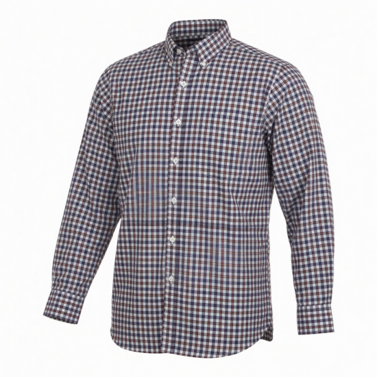 Mens Game Tattersall One Pocket Casual Long Sleeve Collared Check Shirt
