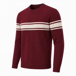 Mens Burgundy Stripe Fine Gauge Mod Racing Jumper