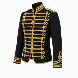 Mens Hussar Jacket Full Sleeve Steampunk Napoleon Military Drummer Parade Jacket