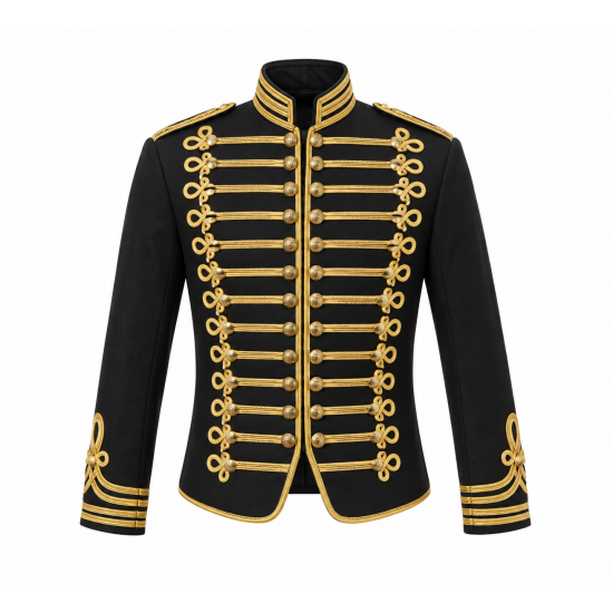 Mens Hussar Jacket Full Sleeve Steampunk Napoleon Military Drummer Parade Jacket