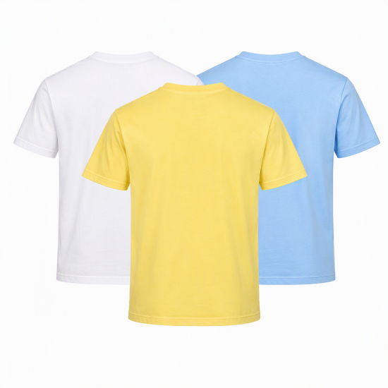 Men’s 100% Cotton Crew Neck T‑Shirt – 3‑Pack | Yellow, White, Sky Blue | M–XL