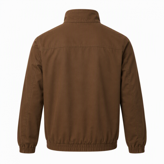 Attire Men's Brown Cotton Full Zip Jacket, Stand-Up Collar, XL Regular