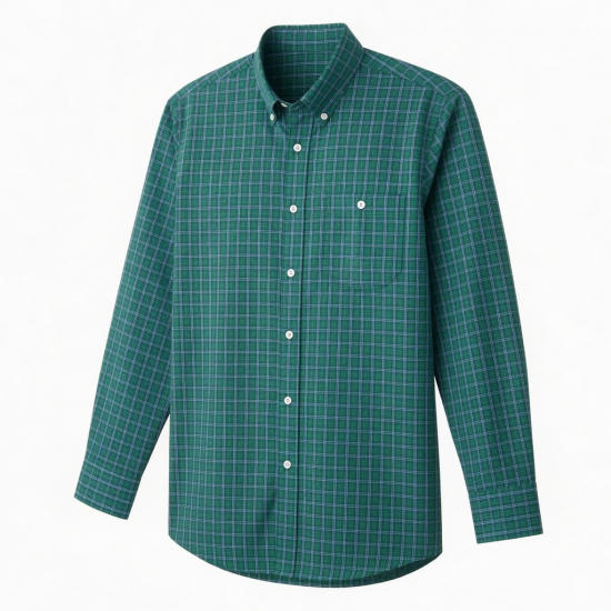 Crew Clothing Men's Cotton Poplin Check Button-Down Shirt Green/Blue XL