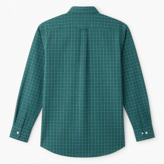 Crew Clothing Men's Cotton Poplin Check Button-Down Shirt Green/Blue XL